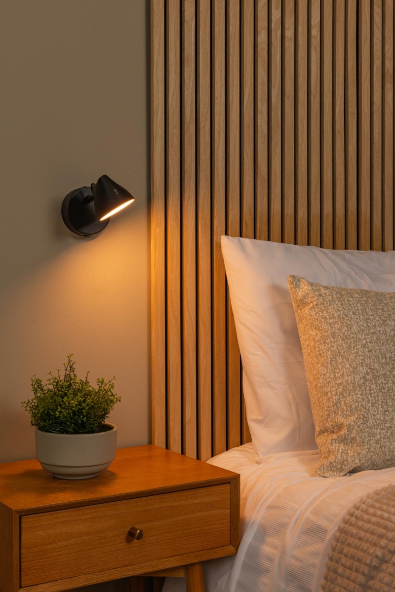 Lucide MILNE - Nástenné svietidlo - LED Dim. - 1x6W 2700K - Čierna